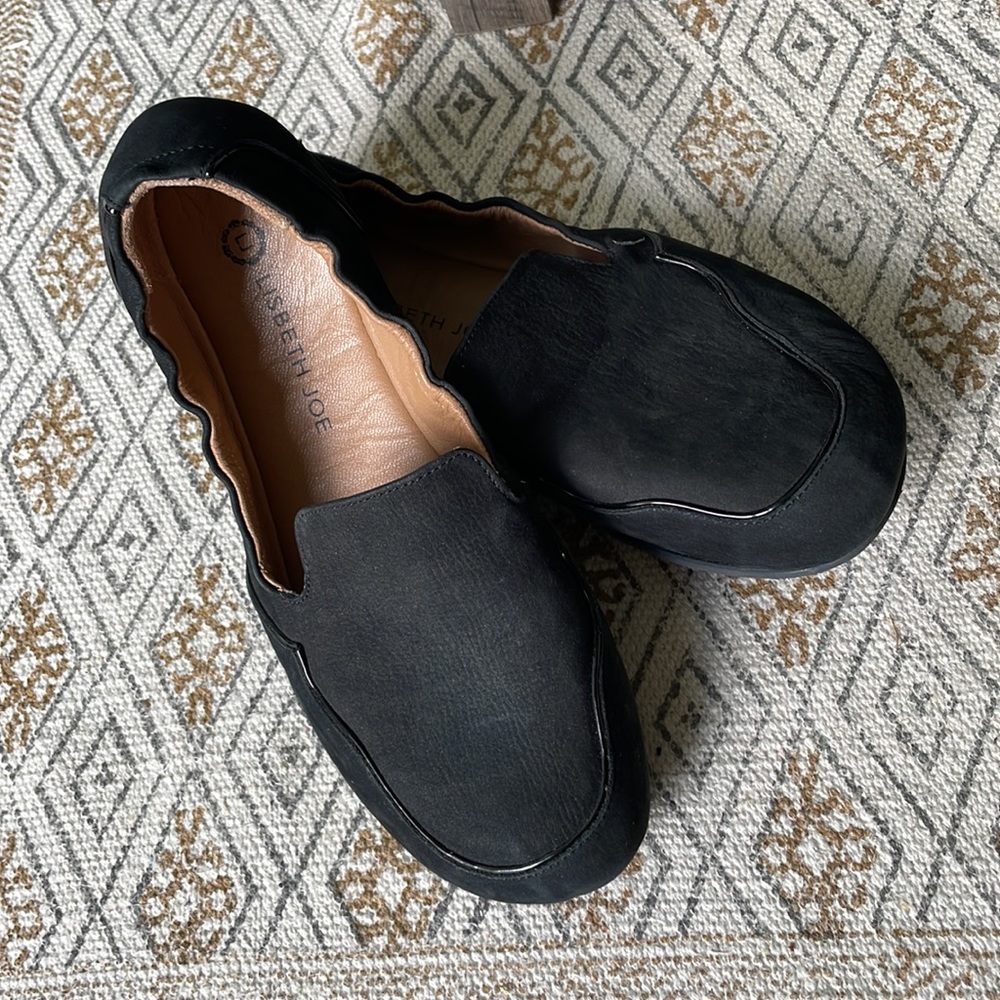 Bethlehem Joe Black Scallop-Edge Leather Loafers
